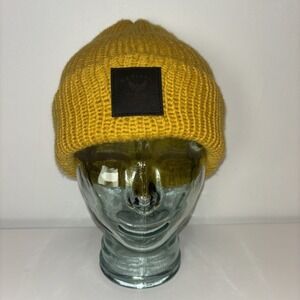 Yellow Knit Beanie Winter Hat Unisex Adult Revival Tea Company Coffee Streetwear